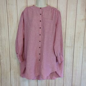 Lands End Linen Tunic Top Rose Pink 1x